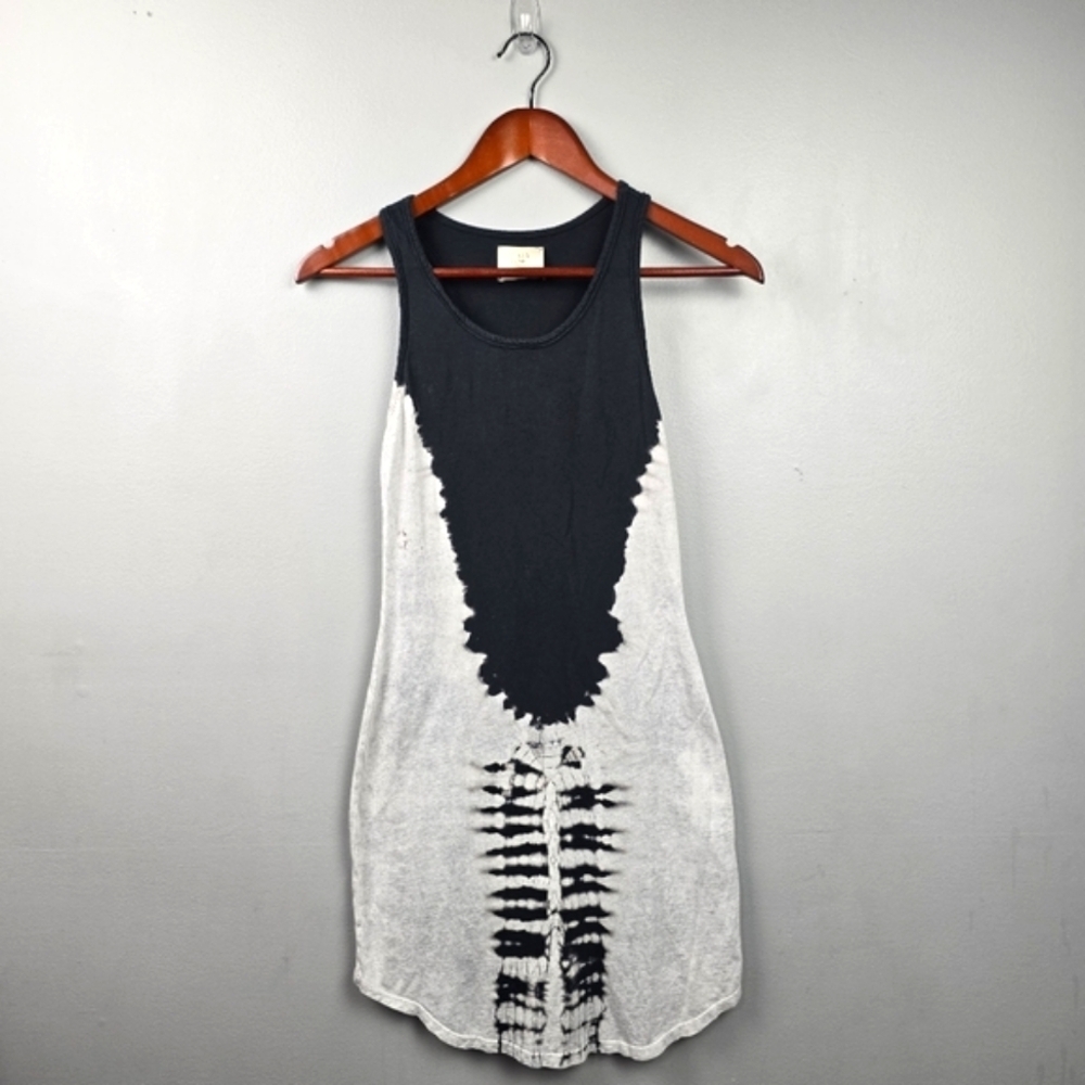TINA JO Bohemian Tunic Blouse Tank Top Black Tie Dye Womens Size‎ XS